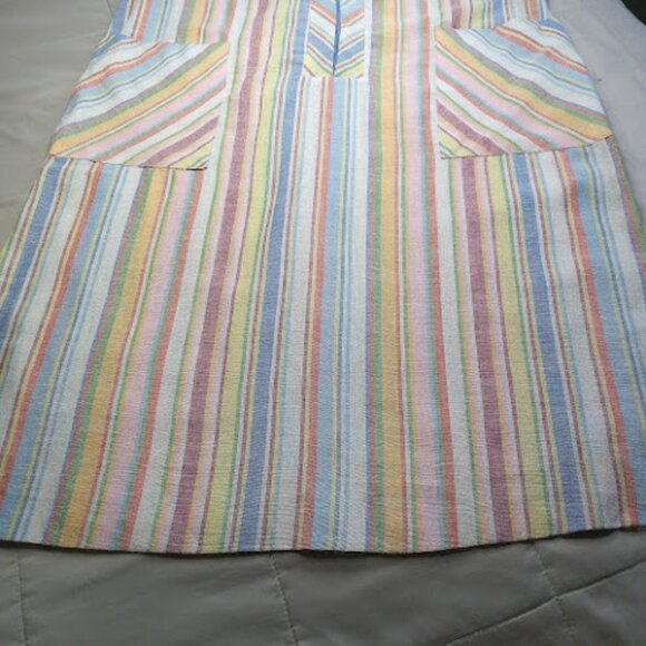 VINTAGE Pastel Striped Housedress ILGWU Union Made Zip Up Shift Dress VTG SZ18 - Picture 5 of 13